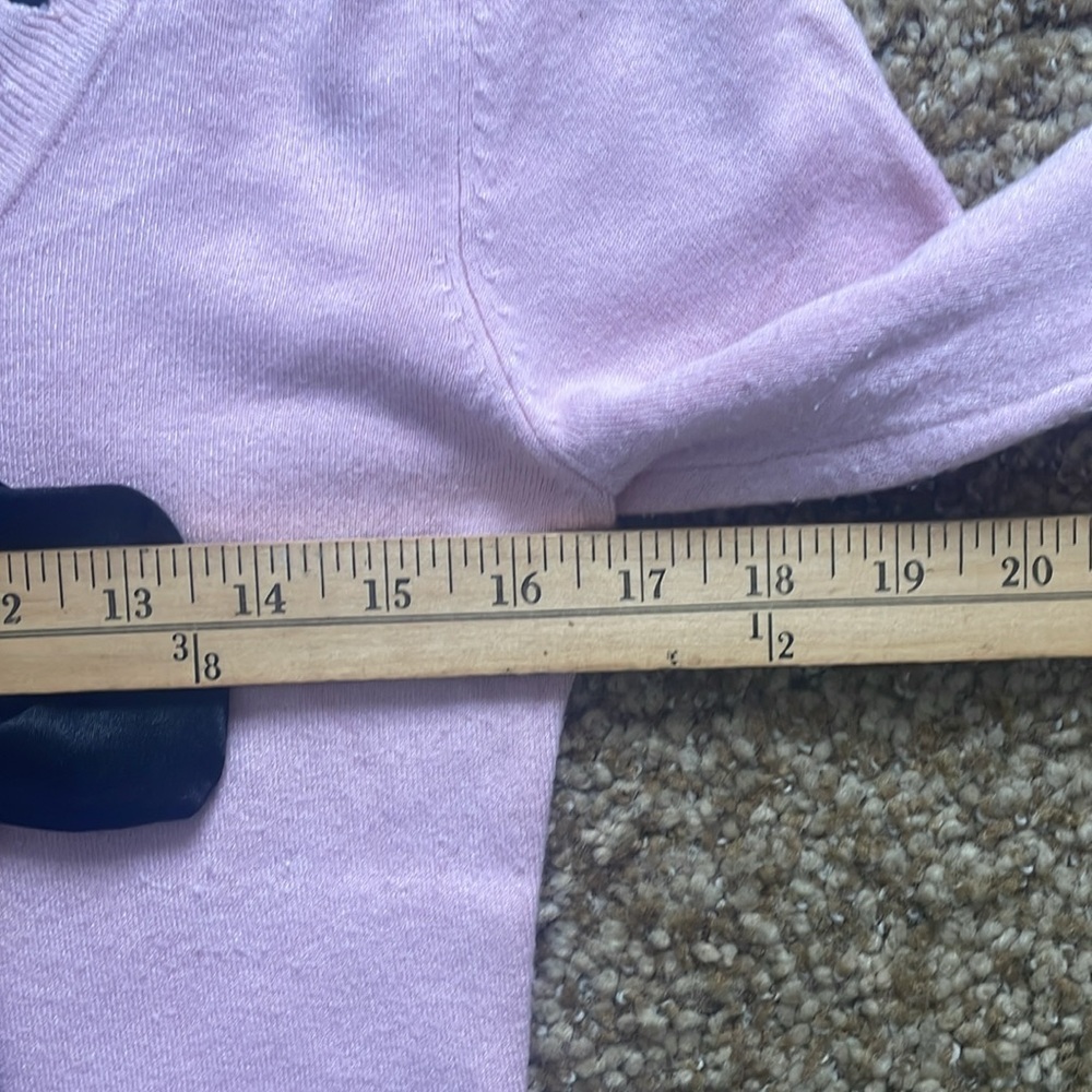 Pink sweater with black tie along neckline - Picture 7 of 11
